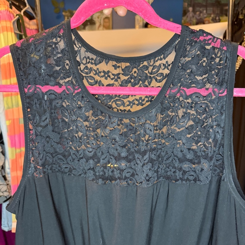 Dressbarn Collection size 22 Black Dress with Lace Top - Picture 4 of 6